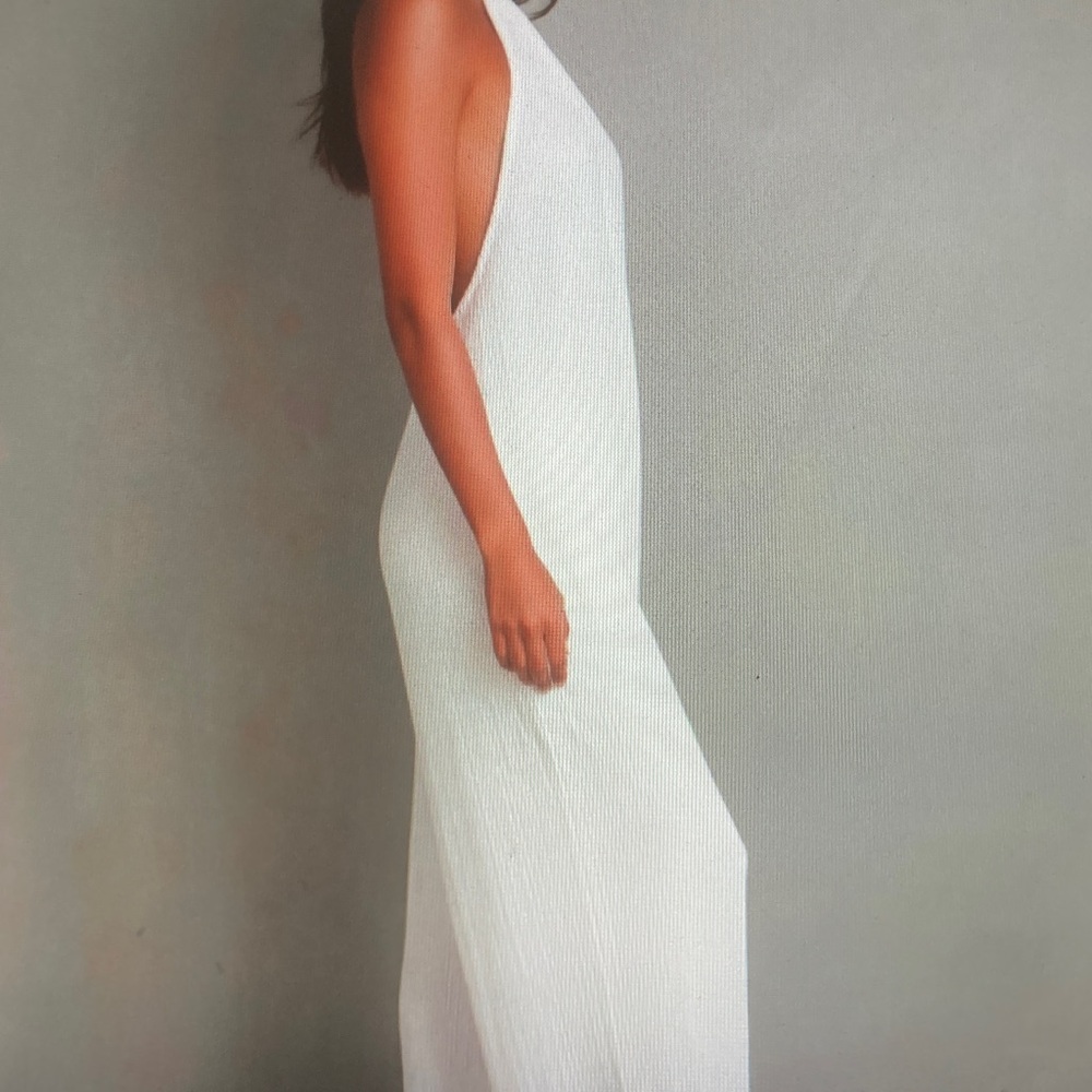White Halter Neck Wide-Leg Jumpsuit - Picture 3 of 4